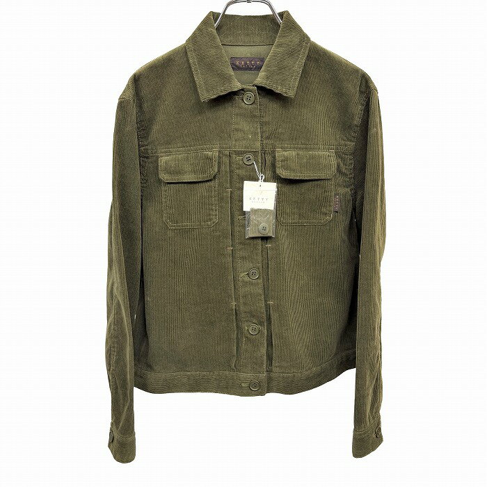 樂天商城 - 【新品/訳アリ】[印象NB] KETTY Delice ケティ コーデュロイジャケット レディース M オリーブグリーン 緑系 綿100% 無地 ボタン留め ポケットのフラップにもチェック柄裏地 カフスにチェック柄裏地 長袖