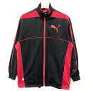 ◇◆＼【50%OFF】Rakuten Fashion THE SALE割引き対象商品／◆◇更にクーポンも！※バナー参照◆【中古】PUMA プーマ 150 キッズ 子ども ジャージジャケット バックプリント ビッグロゴ ストライプ フルジップ 長袖 服 ポリエステル100% 黒×赤