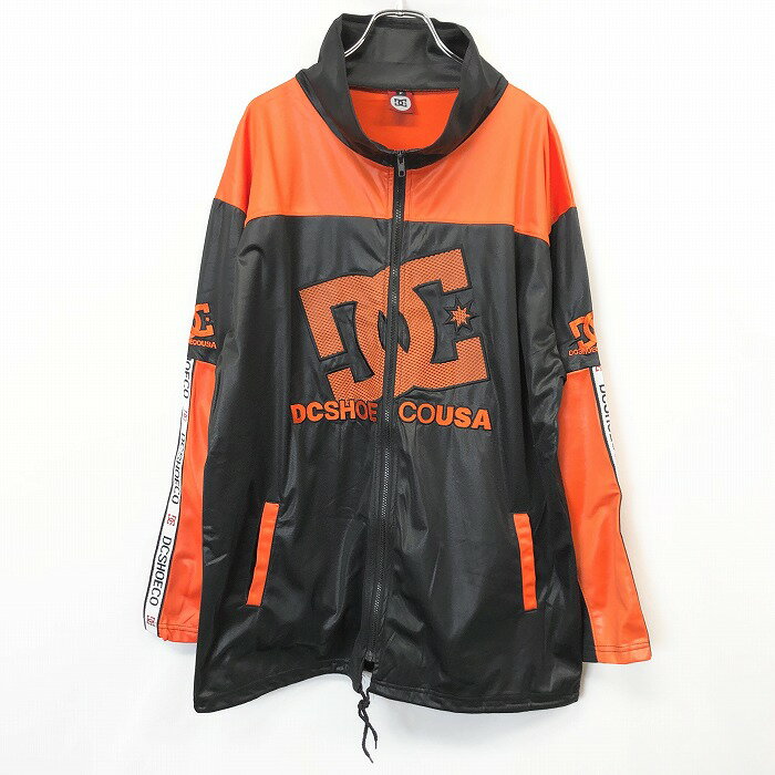 【中古】DCSHOECOUSA ディーシーシューコユーエスエー F メンズ 若干薄手 ジップアップ トラックジャケット 内側微起毛 長袖 ポリ100% オレンジ