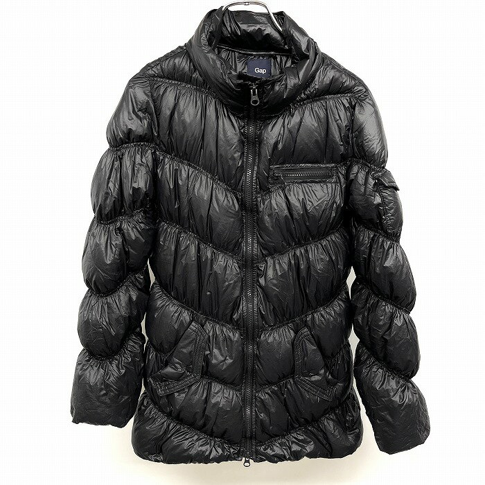 Rakuten - 【スーパーSALE★半額★対象商品】【中古】[印象AB] GAP ギャップ ダウンジャケット / ハーフコート レディース S 黒 ナイロン100%(ダウン90%＋フェザー10%) 内ポケット無し ハイネック 若干薄手 ダブルジップ 無地 長袖