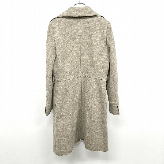 【中古】Paul Stuart ポールスチュアート 6 レディース 若干薄手 チェスターコート 上半分に裏地付き 長袖 羊毛×アンゴラなど 杢ダークベージュ系
