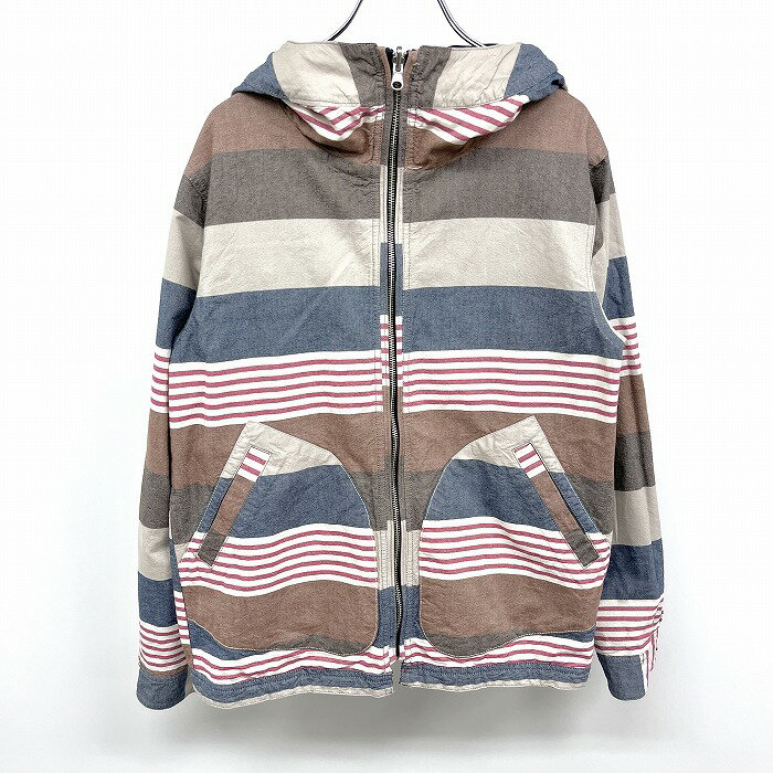 【開催予定＼Black Friday|ブラックフライデー|11/20(木)20時00〜／期間中使える最大2千円OFFクーポン配布中】【中古】grn ジーアールエヌ S メンズ 若干薄手 リバーシブル ジップアップ ジャケット パーカー 無地×ボーダー柄 長袖 綿100% ネイビー 紺