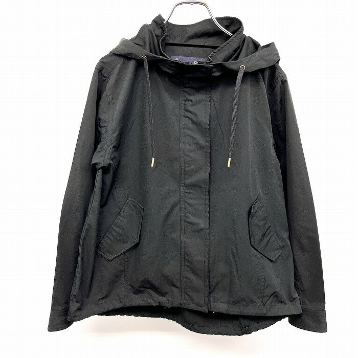 【中古】URBAN RESEARCH Sonny Label - 38 レディース 女性 薄手 ドットボタン×ジップ留め ジャケット パーカー 無地 裏地無し 長袖 ポリ×綿 黒