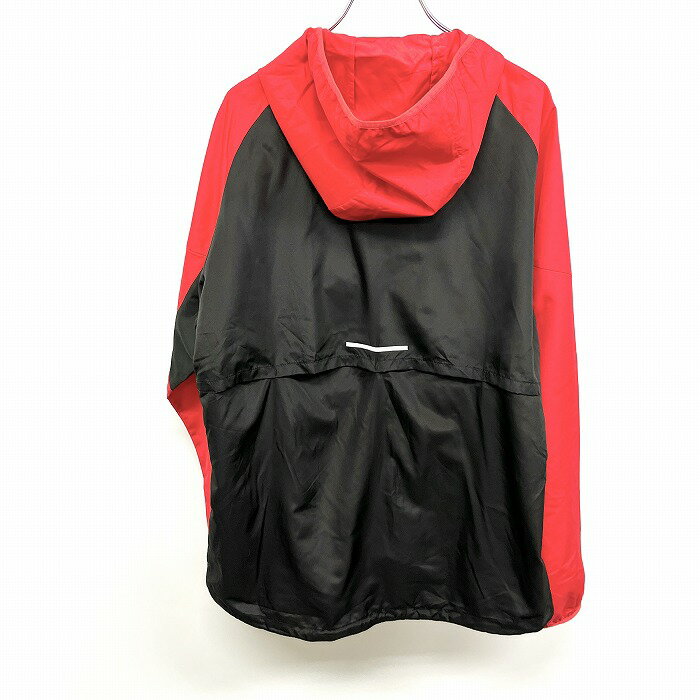 【もうすぐ終了|期間限定特別セール!!＼★30%OFF★／対象商品|〜7月12日(土)09時59分まで】【中古】TIGORA ティゴラ L メンズ 薄手 ジップアップ パッカブルジャケット パーカー 裏地無し ロゴプリント 長袖 ポリ100% レッド×ブラック 赤