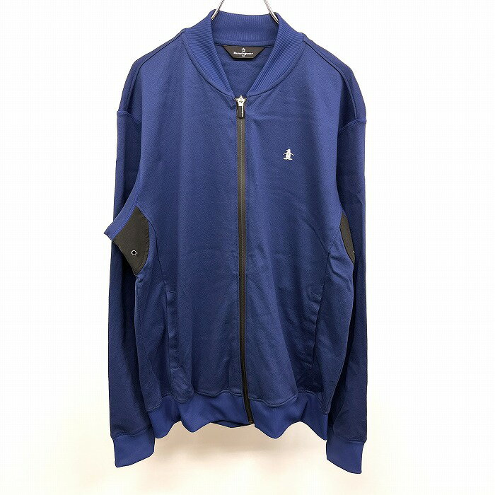 Rakuten - 【スーパーSALE★半額★対象商品】【中古】[印象AB] Munsingwear マンシングウェア 鹿の子ジャケット メンズ LL XL ブルー系×ブラック 青系 綿など 脇にハトメのベンチレーションホール ジップアップ ペンギン刺繍 英字のロゴ刺繍 薄手 裏地無し 前立て裏にチェック柄 長袖