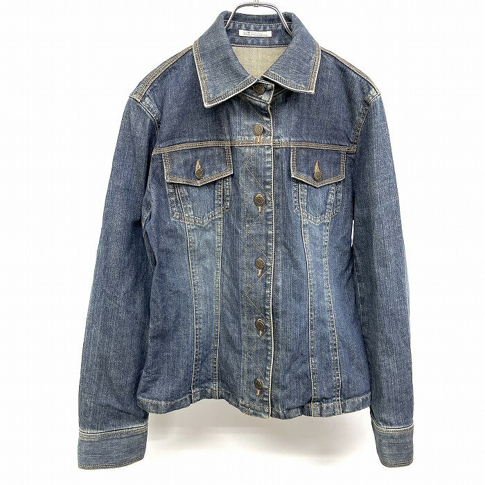【全品ポイント10倍|開催中|〜05/16(金)01:59まで\5月お買い物マラソン/100円〜2,000円OFFクーポン配布中】【中古】23区 ニジュウサンク - レディース 女性 デニム トラッカージャケット Gジャン ジージャン ボタン留め 無地 裏地無し 長袖 - ブルー 青