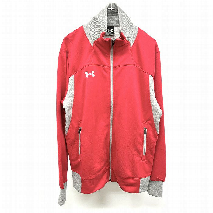 樂天商城 - 【中古】[印象A] UNDER ARMOUR アンダーアーマー スウェットブルゾン / ジップジャケット メンズ L レッド×ヘザーグレー 赤 ポリ100% ロゴ刺繍 ジップポケット 裏毛 ハイネック 長袖