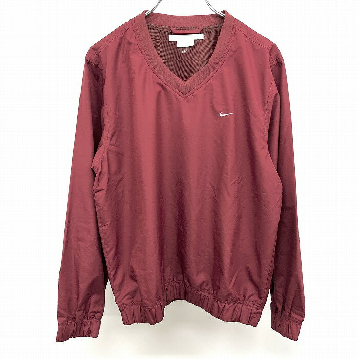 【全品ポイント10倍|開催中|〜07/26(土)01:59\7月後半お買い物マラソン/100円〜2,000円OFFクーポン配布中】【中古】NIKE GOLF ナイキゴルフ M レディース 女性 薄手 プルオーバージャケット メッシュ裏地 ロゴ刺繍 Vネック 長袖 ポリ100% ワインレッド 赤系