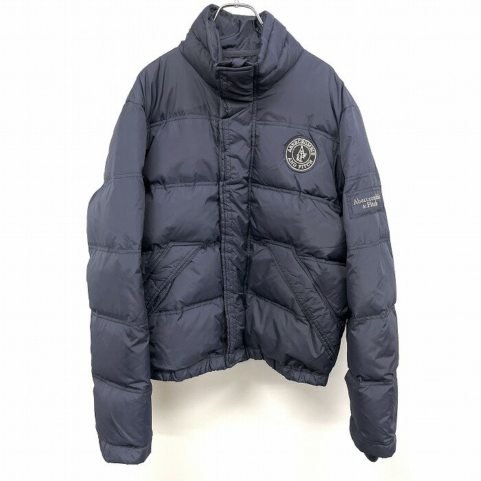 【中古】アバクロンビーアンドフィッチ ダウンジャケット 長袖 KEMP SHELL JACKET ハイネック ポリ100%(フェザー65%＋ダウン35%) L 紺 メンズの商品画像