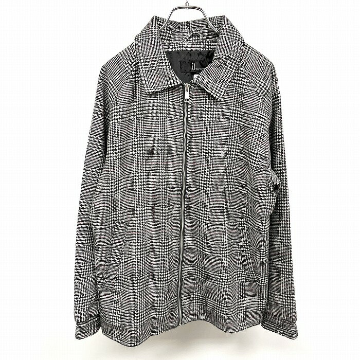 ジップファイヴ 【新品】ZIP FIVE ステンカラージャケット 長袖 裏地付き グレンチェック ポリ×毛×綿など M 黒×白×ワインレッド メンズ