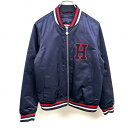 【中古】トミーヒルフィガー TOMMY HILFIGER ブルゾン ジップジャケット 中綿 長袖 パイルロゴ ポリ×ナイロン S ネイビー 紺×赤×白 レディース