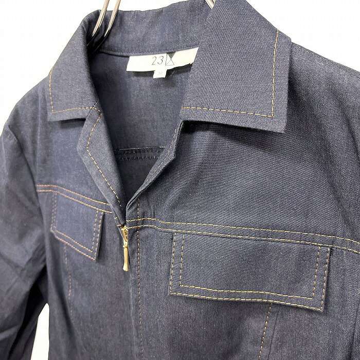 【中古】[印象A] 23区 ニジュウサンク シャツジャケット 裏地無し 両胸に飾りフラップ(ポケット無し) ウエストポケットも無し 7分袖 オープンカラー 無地 綿×ポリウレタン 34(B78-82/H87-91/T150-156) ネイビー 紺 レディース undo-rowa-10057498 Undo Rowa 楽天市場店 サンプル画像2