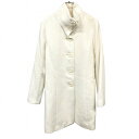 【新品/訳アリ】Dear Princess 少し薄手 コート ボタン留め ハイネック 裏地付き 無地 長袖 アンゴラ×毛 38 オフホワイト レディース