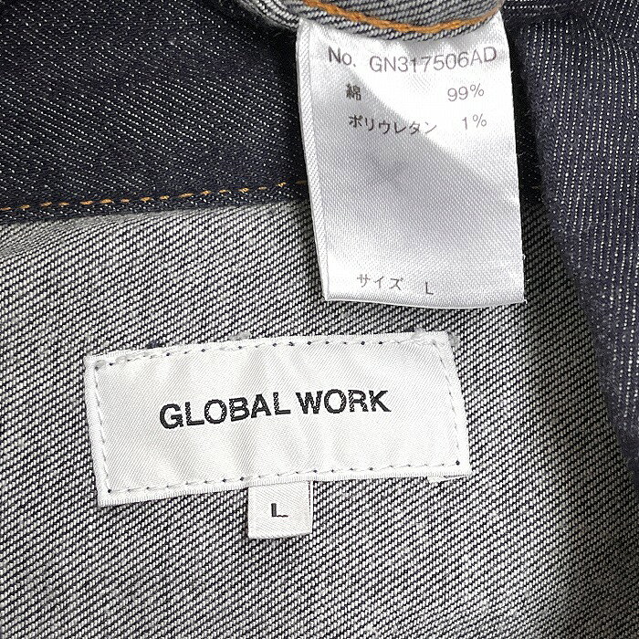 【中古】[印象AB] GLOBAL WORK グローバルワーク デニムジャケット / Gジャン / ジージャン レディース L ネイビー 紺 綿×ポリウレタン 若干ストレッチ 無地 長袖 ボタン留め undo-rowa-10058935 Undo Rowa 楽天市場店 サンプル画像3