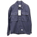 ザラ 【新品/訳アリ】ZARA シャツジャケット ボタン留め 両胸フラップポケット 長袖 綿×ポリウレタン S ブルー 青 レディース(メンズ?)