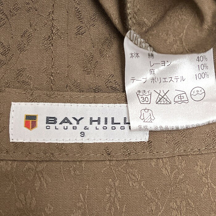 Undo Rowa 楽天市場店の【中古】[印象A] BAY HILL ベイヒル シャツジャケット レディース S ブラウン 茶 綿×レーヨン×麻 花柄 裏地無し ボタン留め 丸首 7分袖 袖口スリット｜アングル3