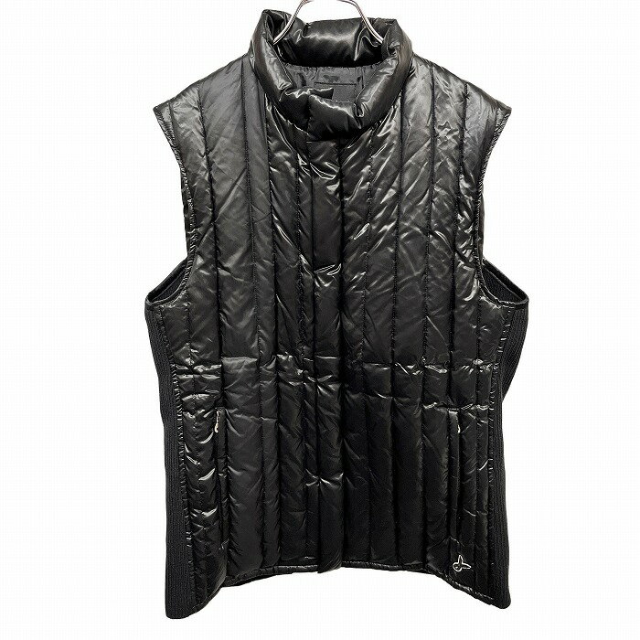 【中古】JOSEPH HOMME SPORT ダウンベスト ジャケット ドットボタン×ダブルジップ ナイロン100%(ダウン90%+フェザー10%) 48(C92-98) 黒 メンズ