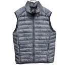 【中古】ユニクロ UNIQLO ウルトラライトダウンベスト ハイネック チンガード ナイロン100%(ダウン90%+フェザー10%) L ヘザーネイビー 杢紺 ...