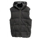 【中古】BEAMS HEART ダウンベスト パーカー グレンチェック 毛×ポリ×絹など(ダウン56%+フェザー24%+ポリ20%) L グレー グレー×黒×赤...