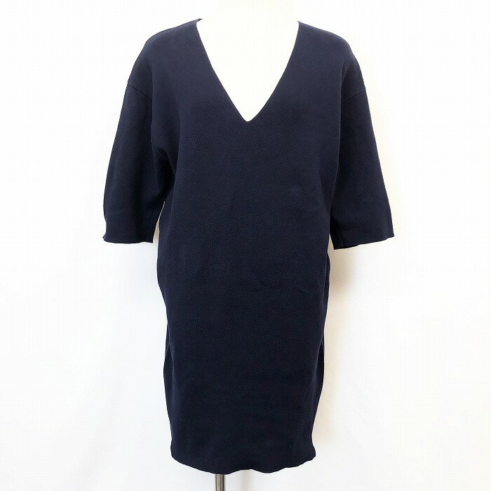 【開催予定＼Black Friday|ブラックフライデー|11/20(木)20時00〜／期間中使える最大2千円OFFクーポン配布中】【中古】JOURNAL STANDARD relume ジャーナルスタンダード F レディース カットソーチュニック 裏地無し ストレッチ Vネック 7分袖 綿100% ネイビー(4)