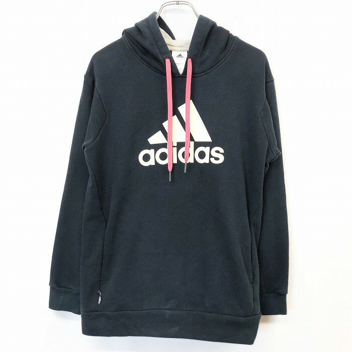 ◇◆＼＼楽天スーパーSALE!!対象商品／／◆◇【中古】adidas アディダス M レディース 女性 スウェット プルオーバー パーカー カットソー 裏毛 ロゴ プリント 長袖 綿×ポリ ネイビー 紺