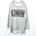 【中古】SSONG - - レディース スウェットシャツ ロング カットソー チュニック ビッグシルエット 裏毛 プリント 英字 LONDON 長袖 - ヘザー...