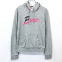 【中古】PUMA プーマ M レディース スウェット プルオーバー パーカー カットソー 裏毛 ロゴ プリント スリムフィット 長袖 綿×ポリ ヘザーグレー