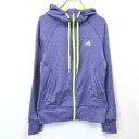 【中古】adidas アディダス XL LL OT レディース 女性 若干薄手 スウェット ジップアップ パーカー カットソー 裏起毛 長袖 ポリ100% 杢パ...
