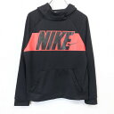 【中古】NIKE DRY-FIT ナイキ ドライフィット L レディース(キッズ?) プルオーバー パーカー カットソー 裏毛 プリント 長袖 ポリ100% ブ...