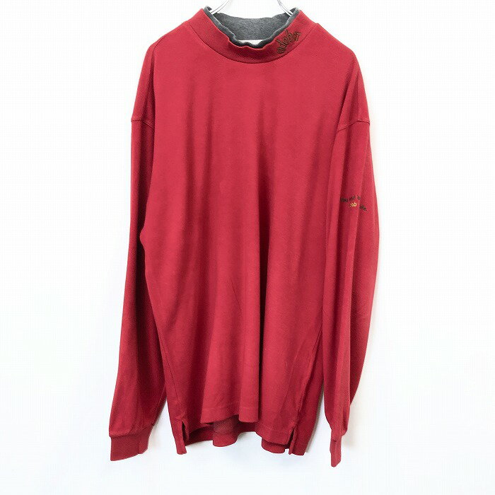 【当店商品全品ポイント10倍＼楽天大感謝祭／12/26(日)午前01:59まで|当店限定クーポン最大2,000円OFF配布中】【中古】adabat アダバット - メンズ 微起毛 プルオーバー カットソー Tシャツ モックネック 長袖 アクリル×レーヨン×ポリ×キュプラ レッド 赤