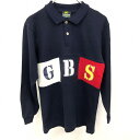 【中古】Golden Bear ゴールデンベア 150 キッズ ジュニア ゴルフ ポロシャツ ロゴプリント 英字 文字 切り返し生地 長袖 綿100% ネイビー...