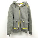 【中古】PUMA プーマ S レディース(メンズ?) スウェット ジップパーカー 一部キルティング(薄手の中綿入り) 裏起毛 ラグラン 長袖 ヘザーグレー