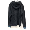 【中古】adidas アディダス O XL レディース スウェット ジップパーカー 裏毛 迷彩のマルチパターン柄 長袖 綿100% ブラック系×ブルー 黒系