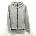 【中古】asics アシックス S レディース ジップアップ パーカー カットソー 袖にミニロゴプリント ラグラン 長袖 ロングテール 綿×ポリ 杢グレー