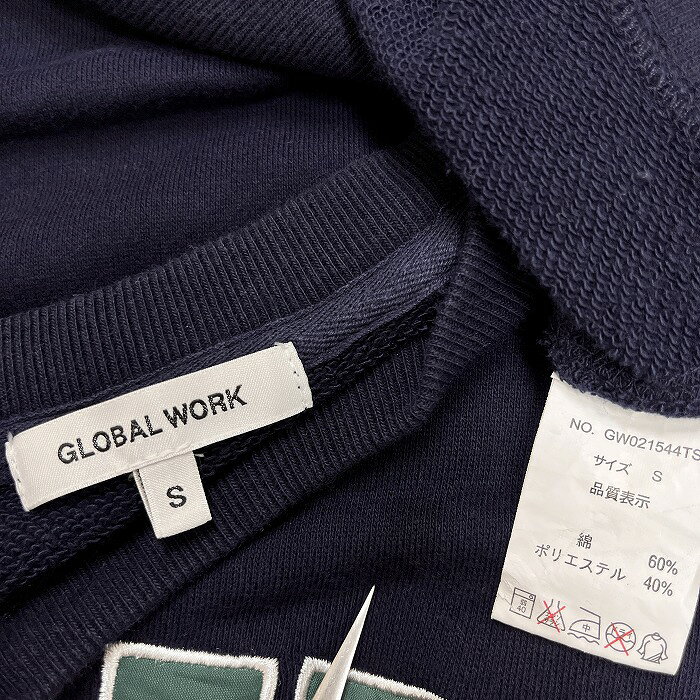 【中古】[印象B] GLOBAL WORK グローバルワーク スウェットシャツ / トレーナー レディース S ネイビー×グリーン×ホワイト 紺 裏毛 貼り付けVガゼット ラグランスリーブ LAKE 長袖 undo-rowa-10052861 Undo Rowa 楽天市場店 サンプル画像3
