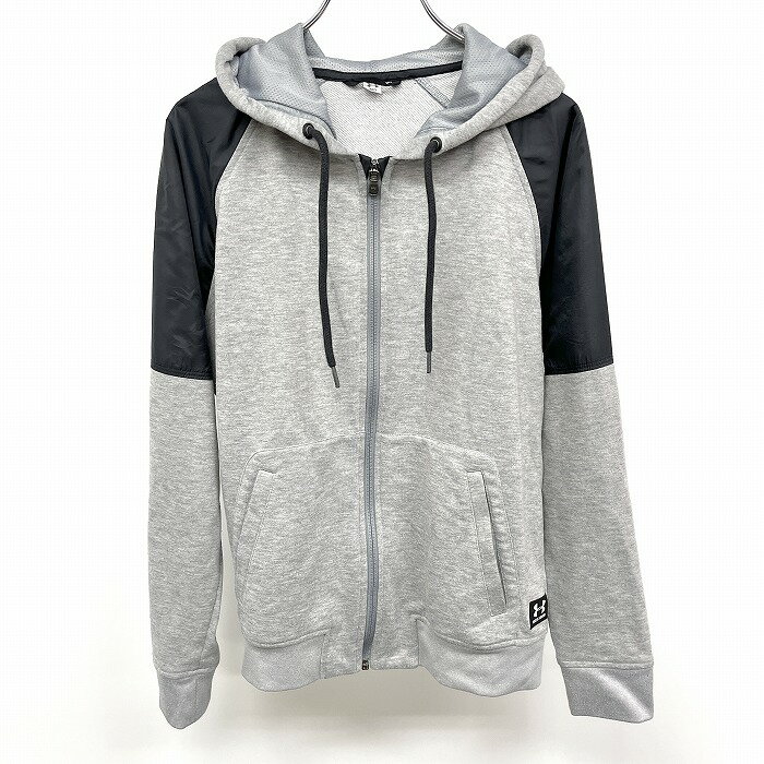 Rakuten - 【スーパーSALE★30%OFF★対象商品】【中古】[印象AB] UNDER ARMOUR アンダーアーマー スウェット / パーカー メンズ M ヘザーグレー×ダークネイビー 杢グレー ポリ100% ラグランスリーブ フードにメッシュ裏地 ジップアップ 一部別布 裏毛 ロゴ 長袖
