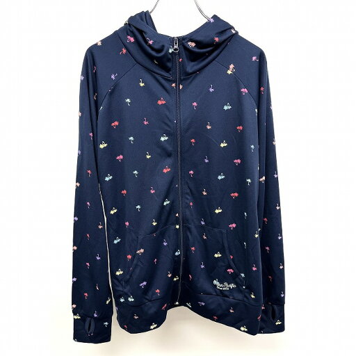 【中古】OCEAN PACIFIC - XL レディース 薄手 パーカー ジップジャケット ヤシの木柄プリント ラグラン 長袖 ポリ100% ネイビー×マルチカラー 紺 【中古】OCEAN PACIFIC - XL レディース 薄手 パーカー ジップジャケット ヤシの木柄プリント ラグラン 長袖 ポリ100% ネイビー×マルチカラー 紺