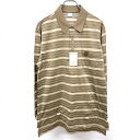 【新品】WORLD GOLF HALL OF FAME - L メンズ(レディース?) ポロシャツ Tシャツ生地 ボーダー 長袖 綿100% ヘザーブラウン系×...