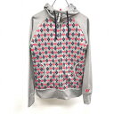 【中古】FILA GOLF フィラゴルフ M レディース ジップパーカー アーガイル×ハート 長袖 ポリ100% 杢グレー×ネイビー×レッド×ホワイト 杢グレー