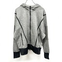 【中古】アディダス adidas ダブルジップパーカー 長袖 内側がサーマル生地 カットソー キモノスリーブ ポリ100% XL OT ヘザーグレー レディース