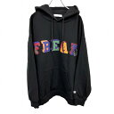 【開催中】＼FASHION SPECIAL FAIR ～5月7日(火)09:59／最大20 OFFクーポン配布中※バナー参照■□【中古】FREAK 039 S STORE プルオーバー パーカー スウェット 裏毛 ロゴ 龍虎 ドラゴン タイガー 英字 刺繍 長袖 綿100 L ブラック 黒 メンズ