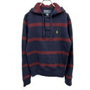 【中古】ラルフローレン Polo by Ralph Lauren プルオーバー パーカー 裏起毛 ボーダー 長袖 綿×アクリル S ネイビー×ボルドー レディー...