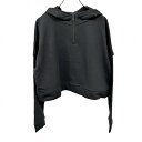 【新品/訳アリ】UNDER ARMOUR ショート丈 プルオーバー パーカー スウェット 裏毛 ハーフジップ 長袖 綿×ポリ S ブラック 黒 レディース