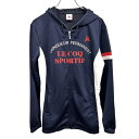 【中古】ルコックスポルティフ パーカー ジップアップ ロゴプリント 長袖 スリムフィット ポリ100% L ネイビー 紺×赤×白 レディース