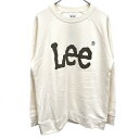 リー 【新品/訳アリ】Lee スウェットシャツ トレーナー 裏毛 ロゴプリント 英字 文字 ラグラン 長袖 綿100% L オフホワイト レディース