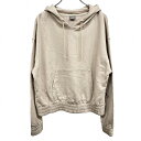 【中古】プーマ PUMA プルオーバー パーカー スウェット 裏毛 ロゴ刺繍 長袖 ロングスリーブ 袖口と裾にゴム 綿100% L ベージュ レディース