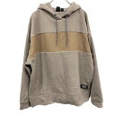 【中古】ロキシー ROXY プルオーバー パーカー フリース生地 長袖 裾の両サイドにスリット ポリ100% L ブラウン 茶×ダークベージュ レディース