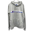 【中古】チャンピオン Champion パーカー プルオーバー スウェット 裏毛 刺繍 プリント 長袖 カットソー ポリ100% L ヘザーグレー レディース