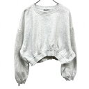【中古】ザラ ZARA スウェットシャツ トレーナー 裏起毛 着丈が短い 無地 長袖 カットソー 綿×ポリ L ヘザーホワイト 杢白 (グレーMIX) レディー...