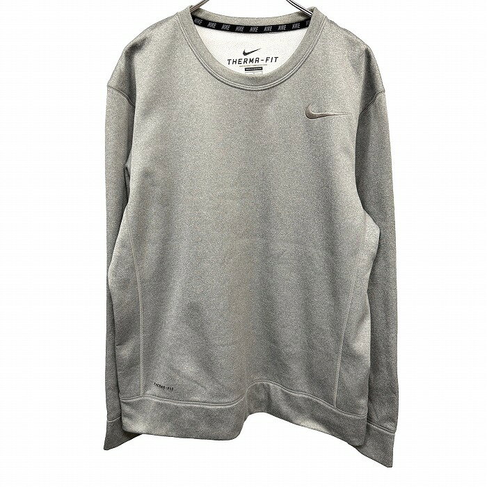 樂天商城 - 【中古】[印象AB] NIKE ナイキ スウェットシャツ / トレーナー / カットソー メンズ L ヘザーグレー ポリエステル100% 裏起毛 ロゴ刺繍 長袖 THERMA-FIT 古着